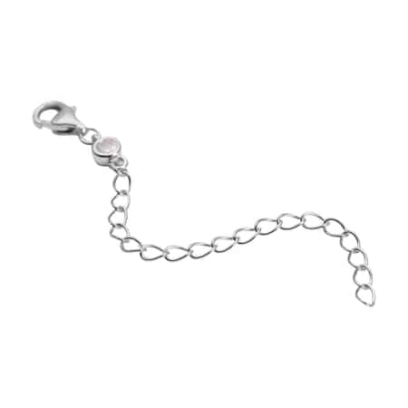 Buy Simulated Diamond Lobster Lock with 2 Inch Extender Chain in Rhodium  Over Sterling Silver, Chain Extender