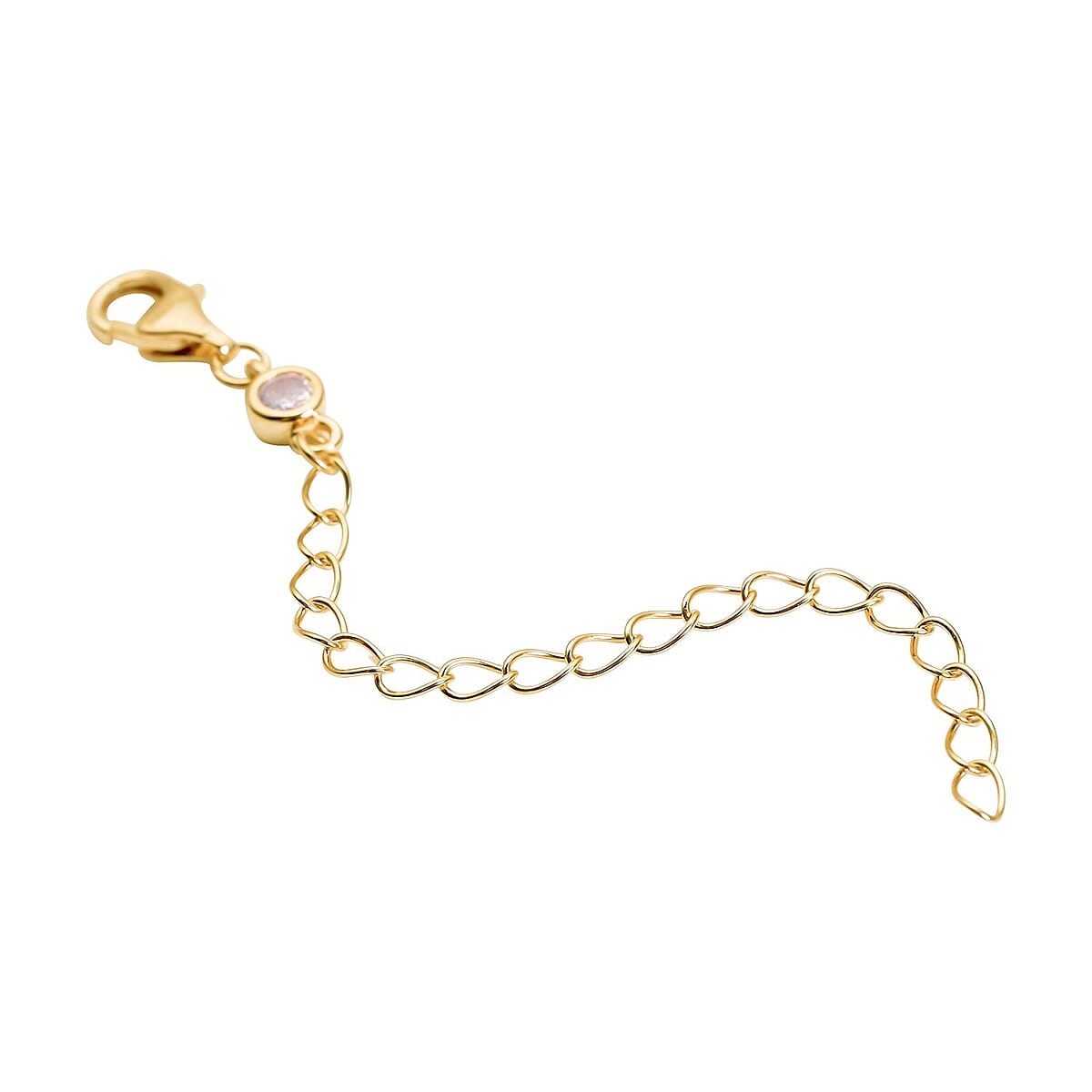Simulated Diamond Lobster Lock with 2 Inch Extender Chain in 14K Yellow Gold Over Sterling Silver | Chain Extender | Sterling Silver Necklace Extender image number 2