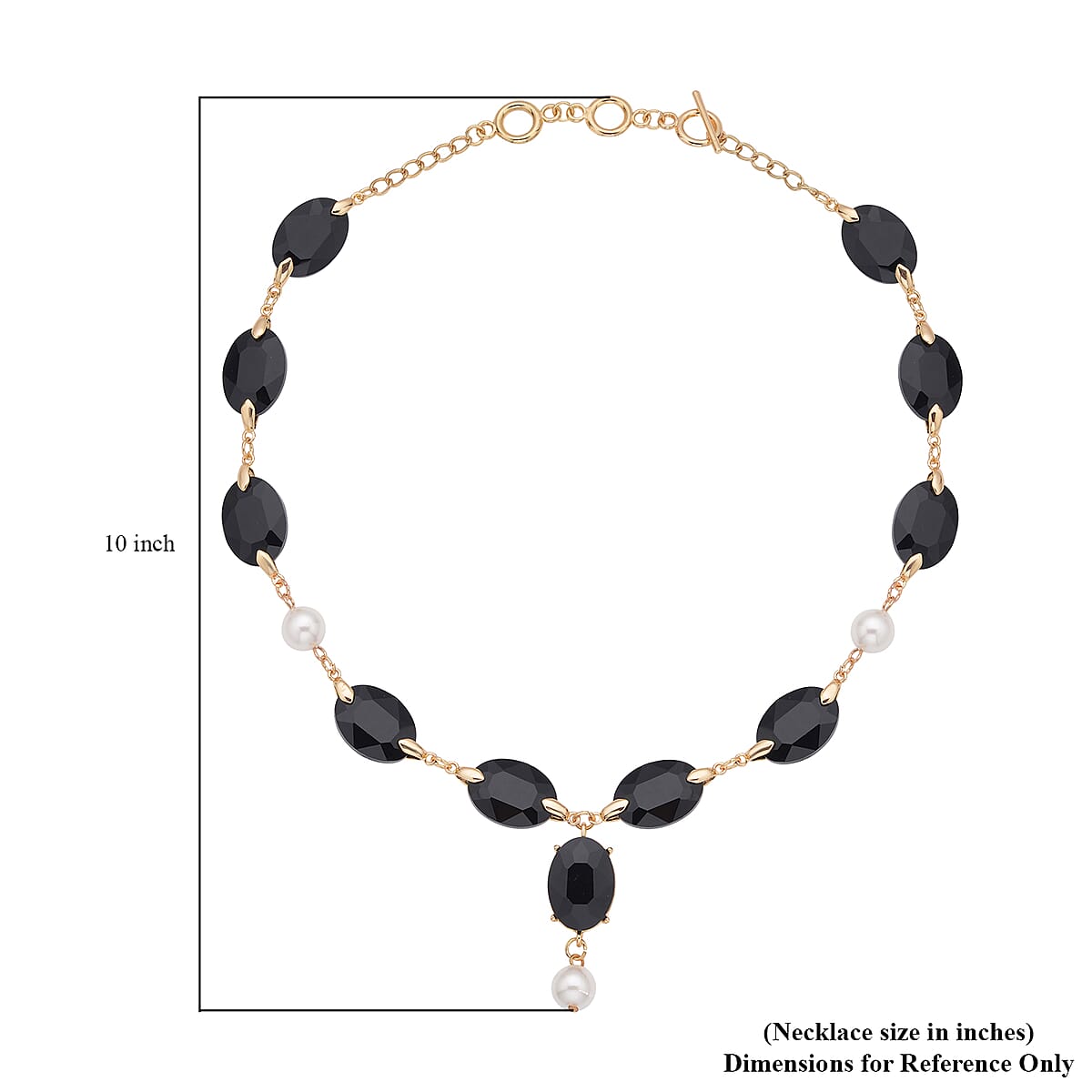 Simulated Black Spinel and White Pearl Necklace 22-23 Inches in Goldtone image number 4