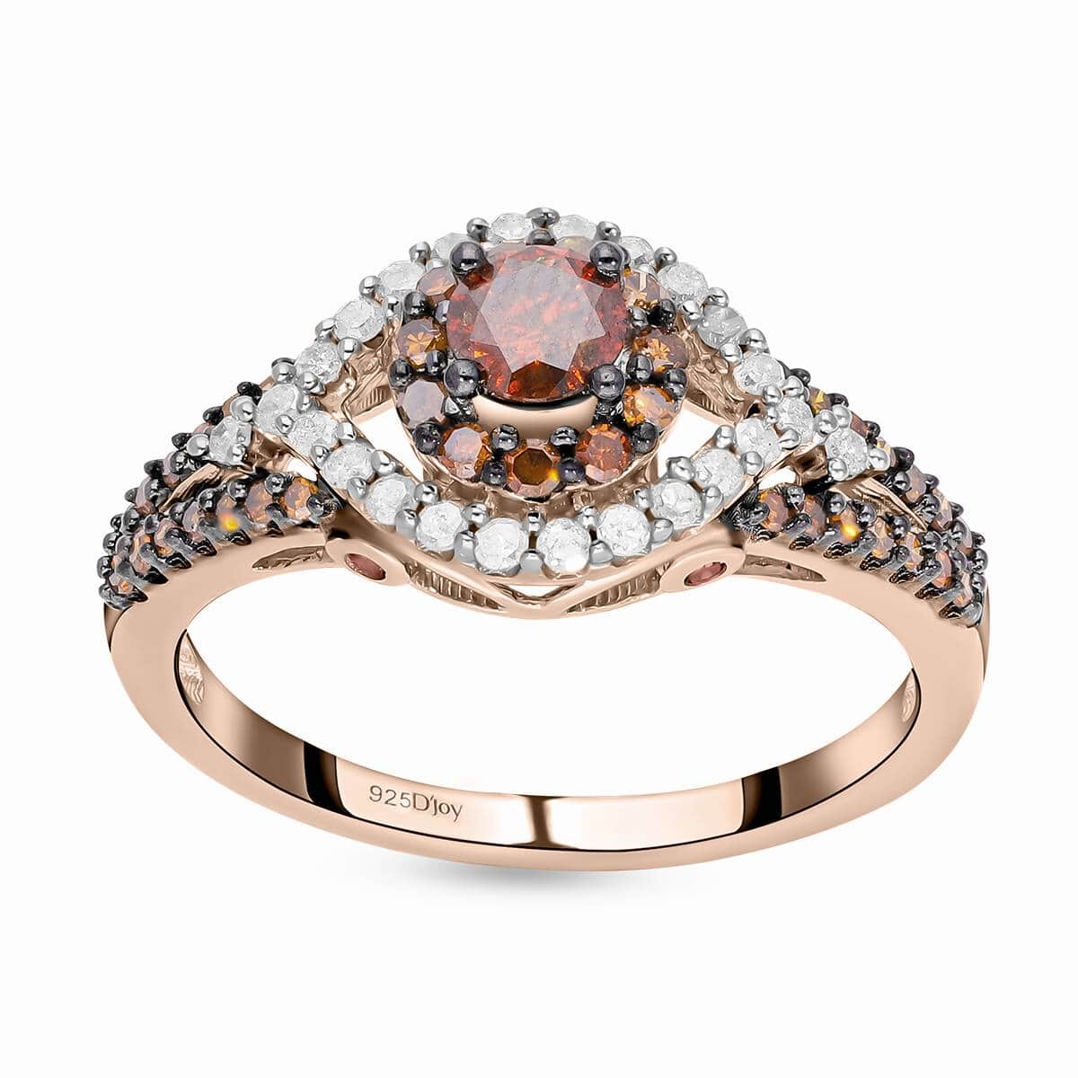 Red Diamond and White Diamond Ring in Vermeil Rose Gold Over Sterling Silver (Size 10.0) 1.00 ctw image number 0