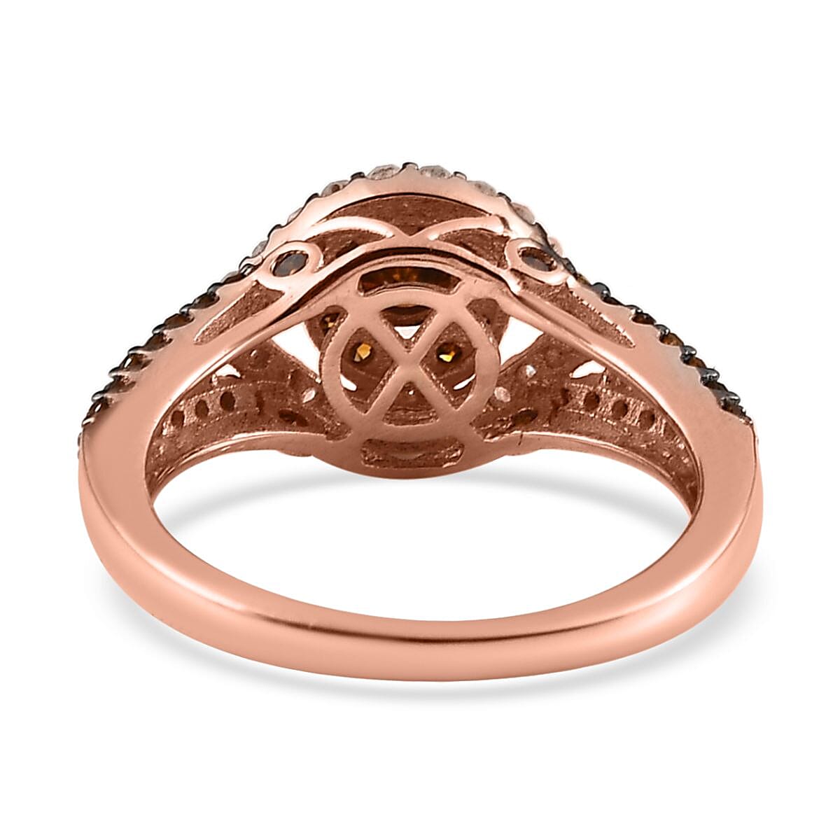 Red and White Diamond Ring in Rhodium & Vermeil RG Over Sterling Silver (Size 6.0) 1.00 ctw image number 4