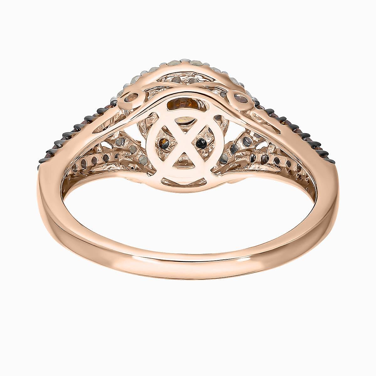 Red Diamond (IR), Diamond Ring in Rhodium & Vermeil RG Over Sterling Silver (Size 9.0) 1.00 ctw image number 4