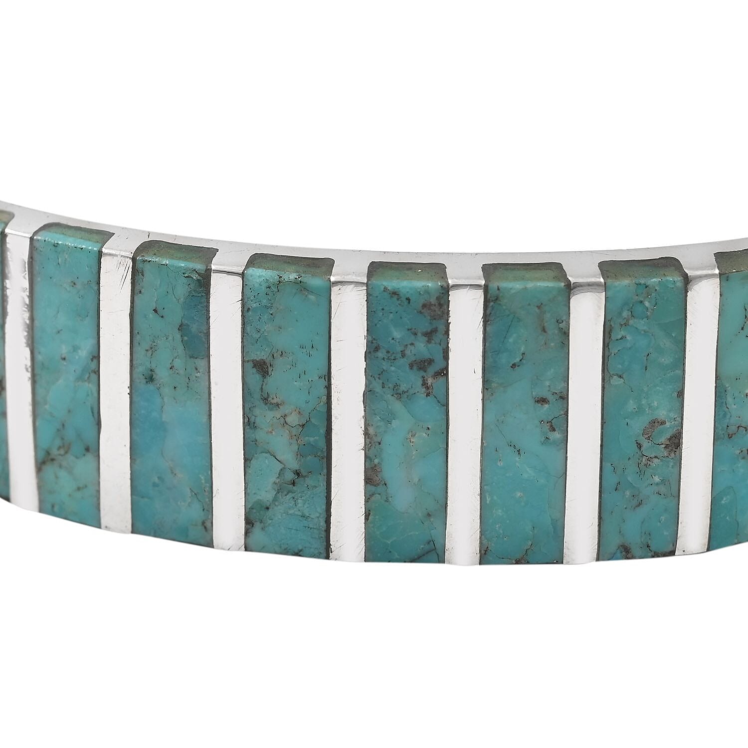 Santa Fe Style Kingman Turquoise Cuff Bracelet in Sterling Silver (6.00 In) 34.85 Grams 13.00 ctw