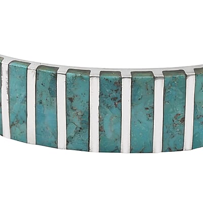 Santa Fe Style Kingman Turquoise Cuff Bracelet in Sterling Silver (6.00 In) 34.85 Grams 13.00 ctw