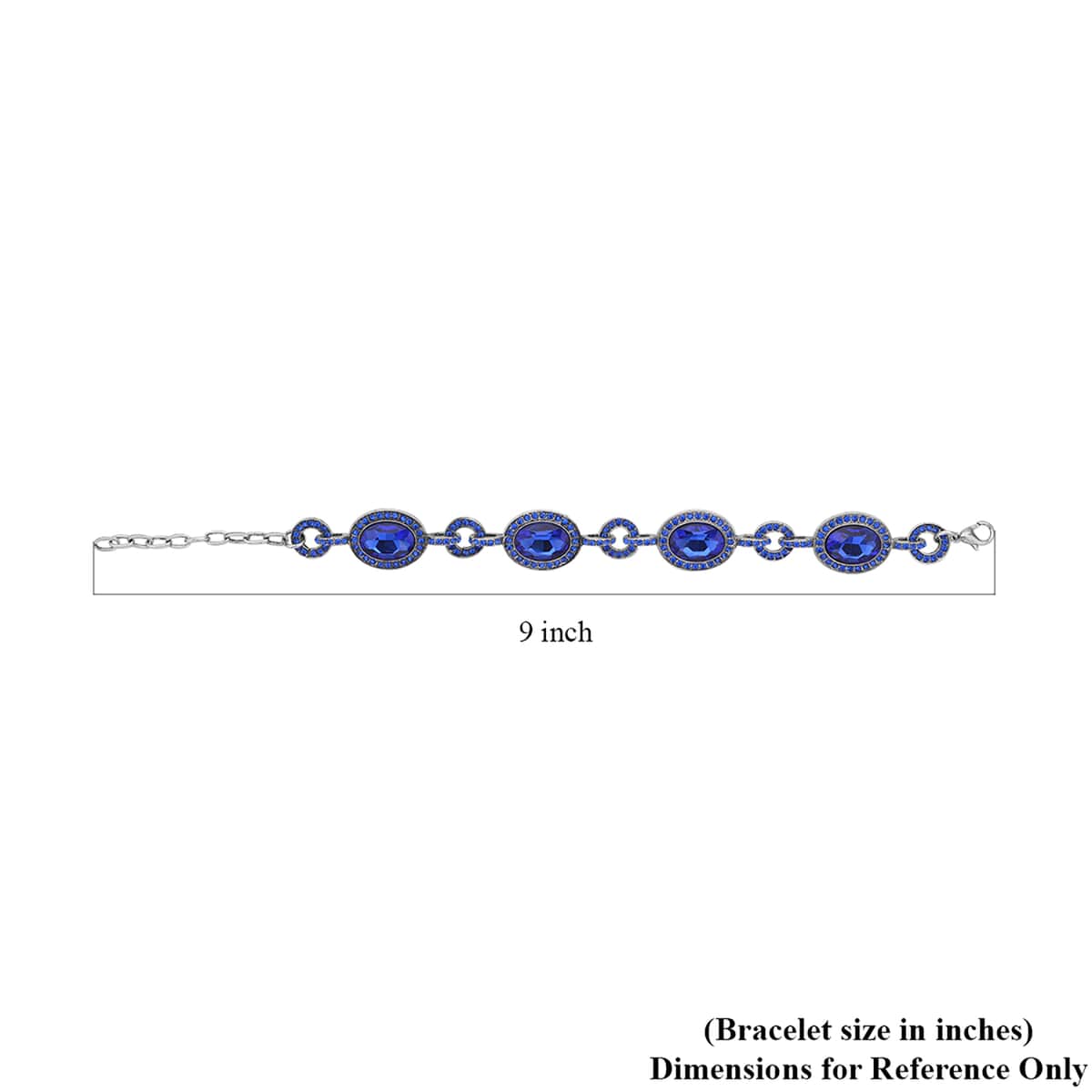 Simulated Blue Sapphire and Blue Austrian Crystal Bracelet in Silvertone (7.50 In) image number 4