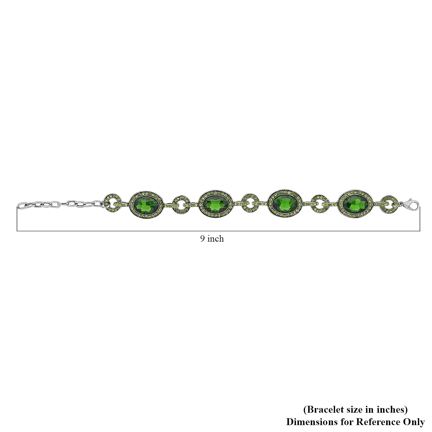 Simulated Emerald and Neon Green Austrian Crystal Bracelet in Silvertone (7.50-9.0In)