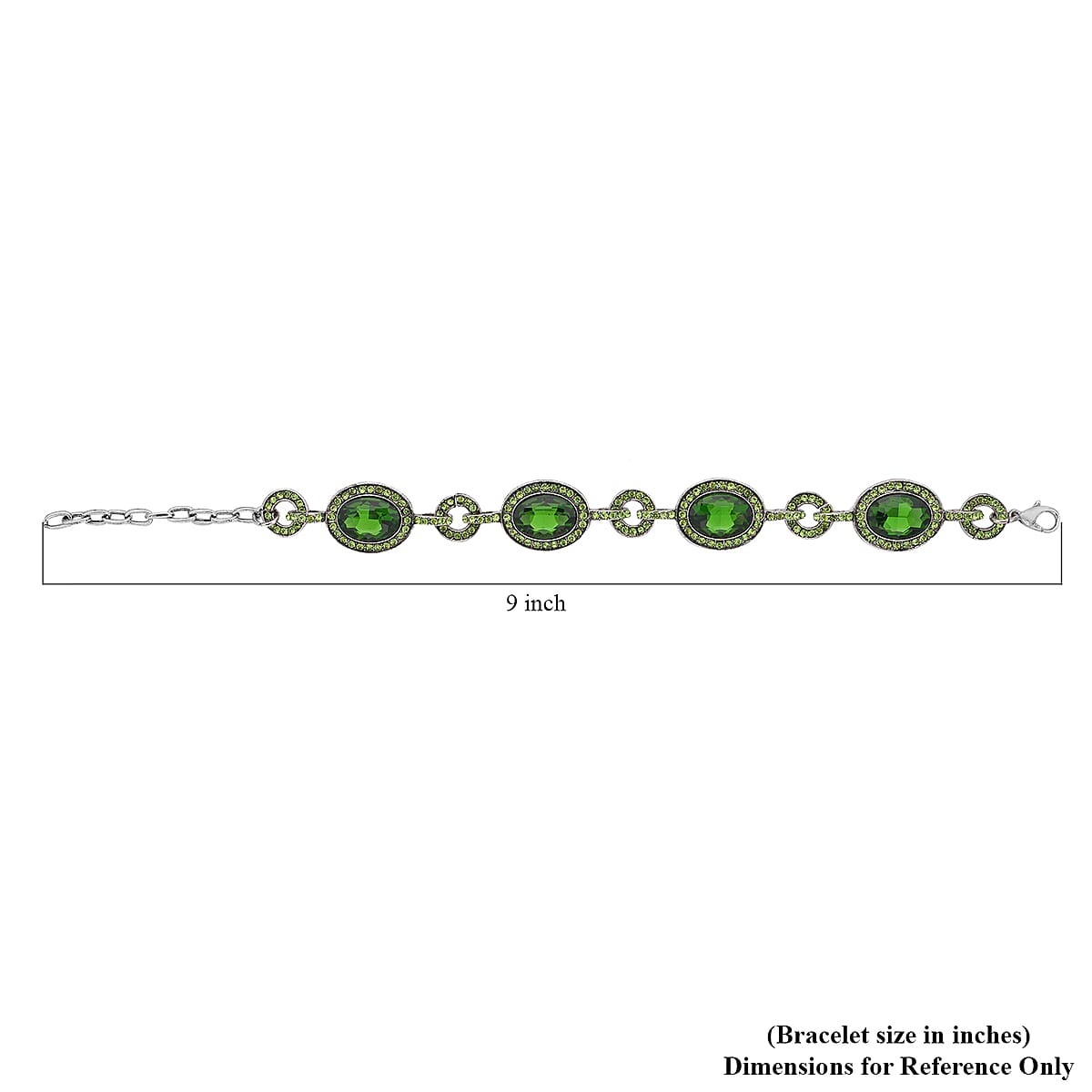 Simulated Emerald and Neon Green Austrian Crystal Bracelet in Silvertone (7.50-9.0In) image number 4