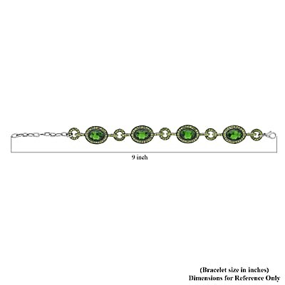 Simulated Emerald and Neon Green Austrian Crystal Bracelet in Silvertone (7.50-9.0In)