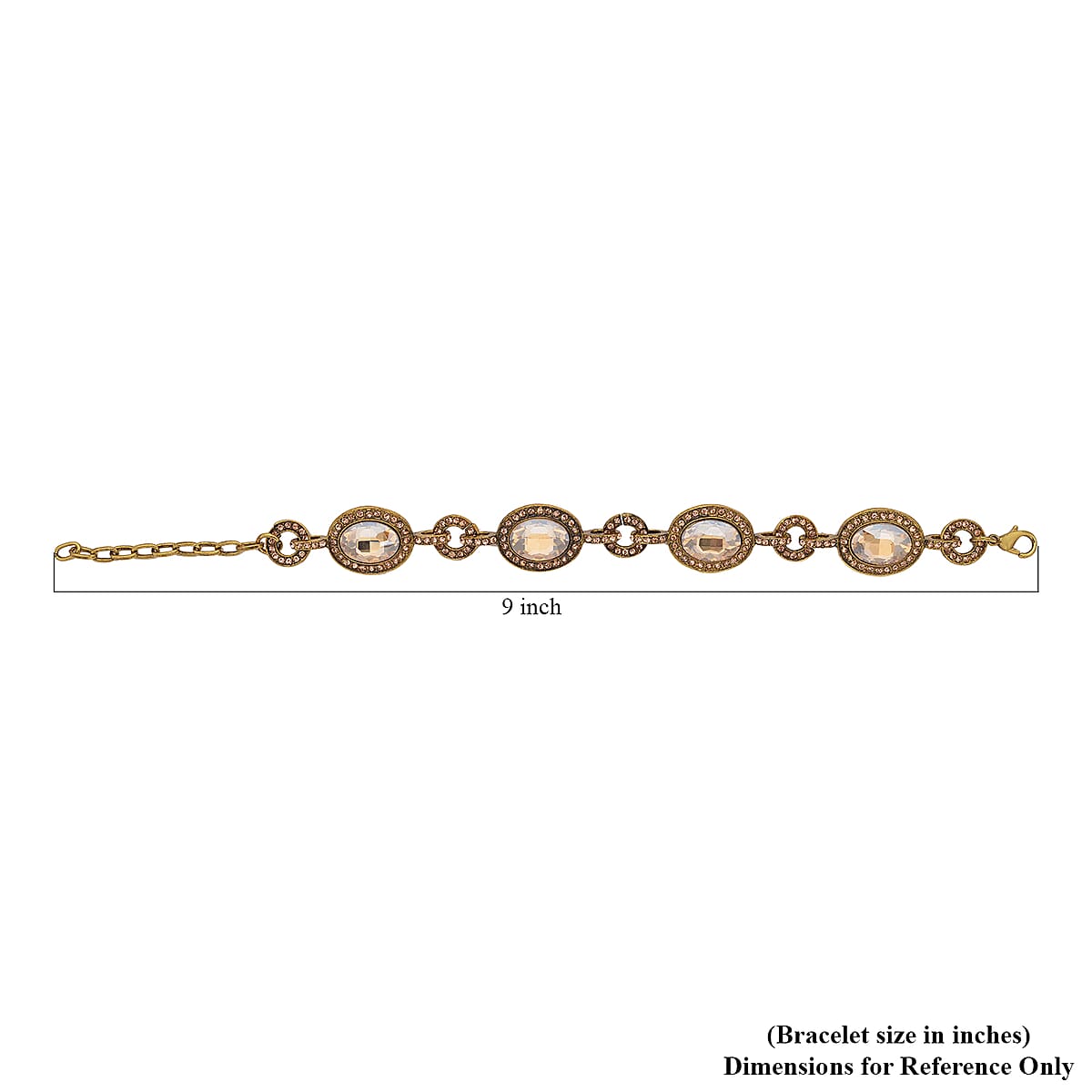 Simulated Champagne Quartz and Champagne Color Austrian Crystal Bracelet in Goldtone (7.50-9.0In) image number 4