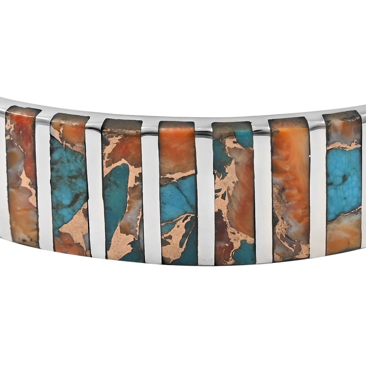 Santa Fe Style Spiny Turquoise Cuff Bracelet in Sterling Silver (6.00 In) 6.50 ctw image number 2