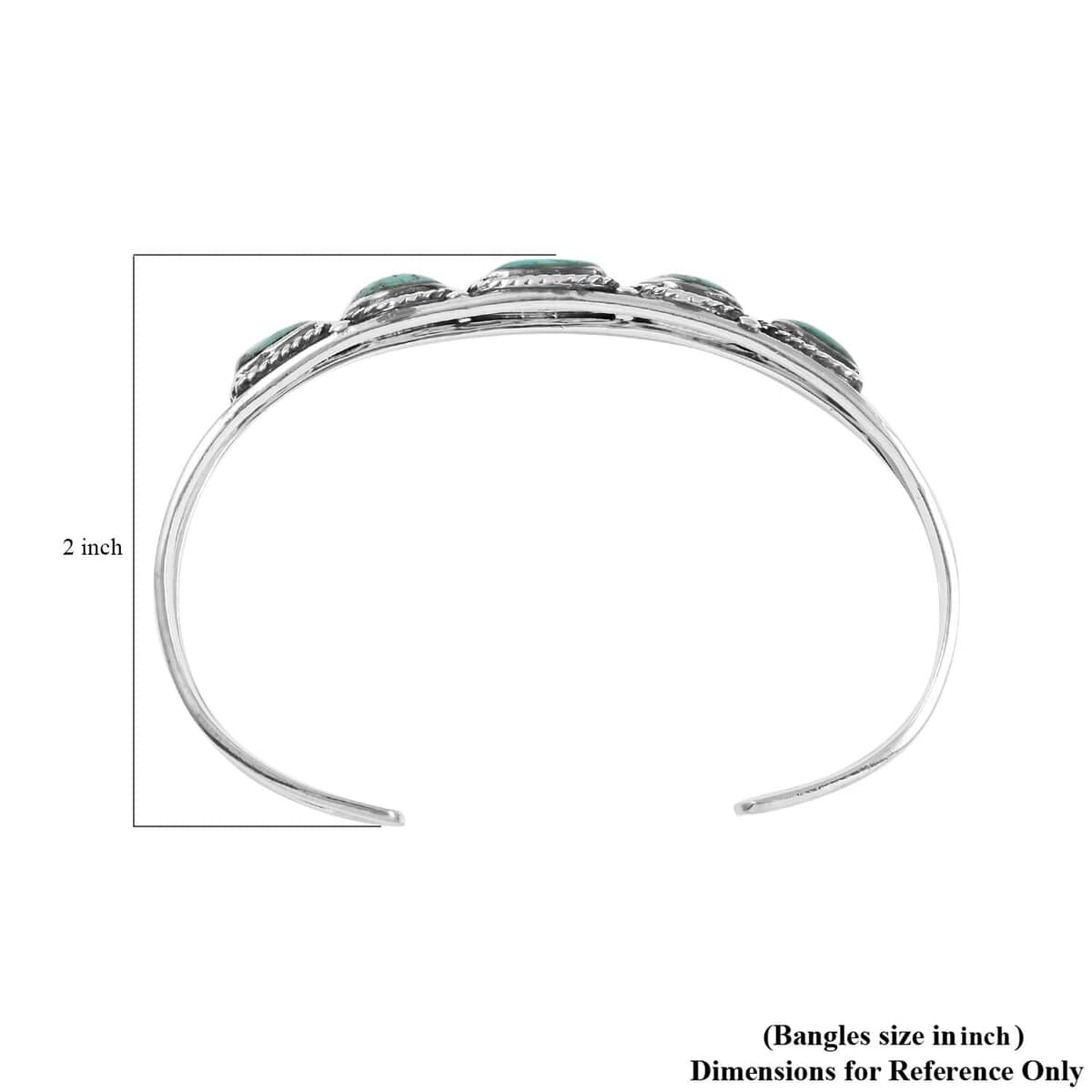 SANTA FE Style Kingman Turquoise Cuff Bracelet in Sterling Silver (6.00 In) 13.25 Grams 7.00 ctw image number 3