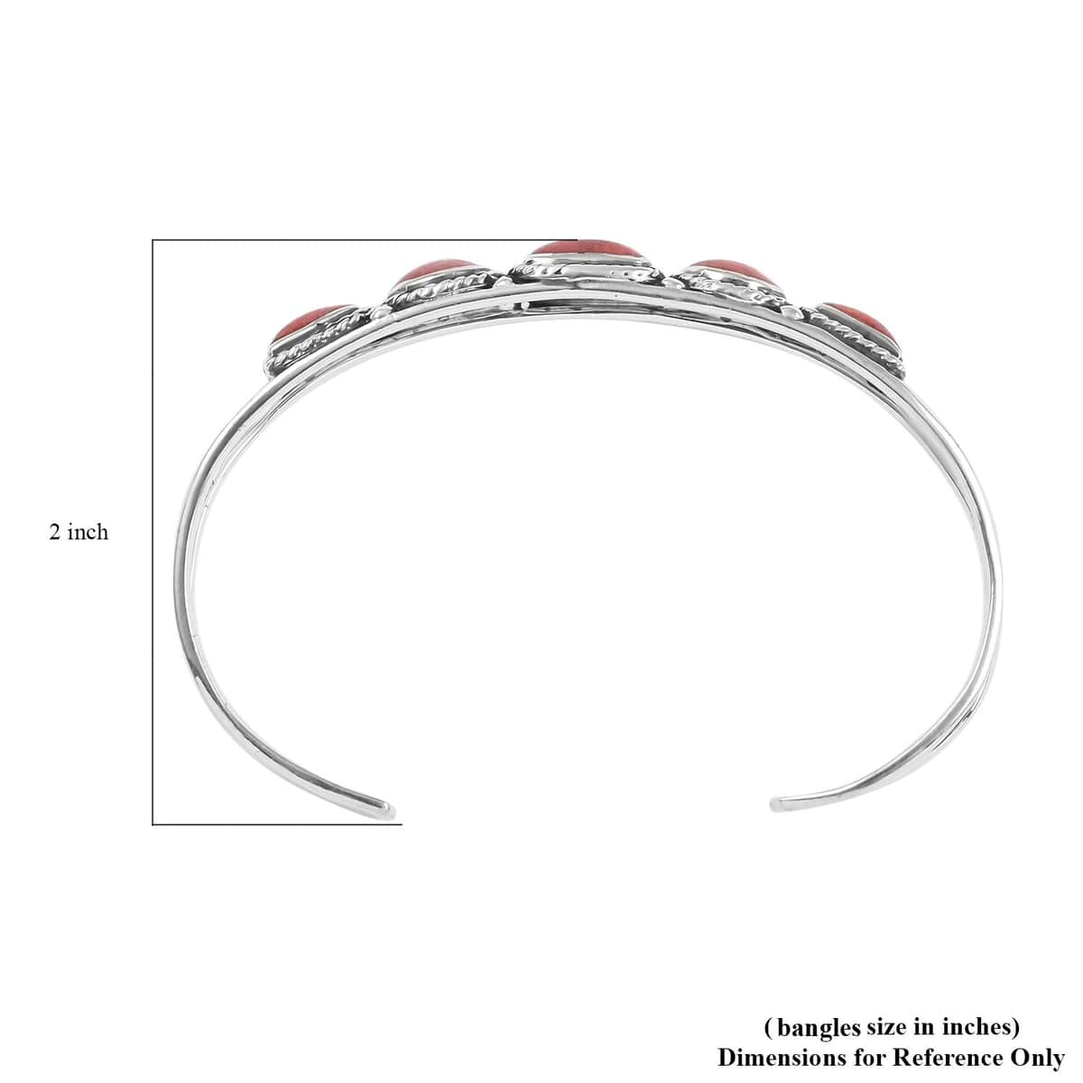 Santa Fe Style Coral Cuff Bracelet in Sterling Silver (6.00 In) image number 3