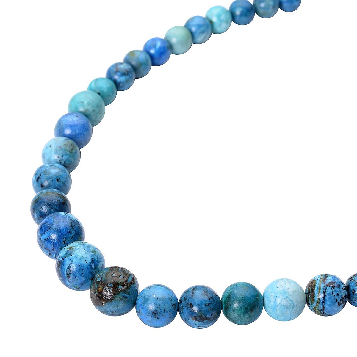 Chrysocolla 5-13mm Beaded Necklace (20 Inches) in Rhodium Over Sterling Silver 220.00 ctw image number 2