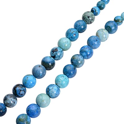 Chrysocolla 5-13mm Beaded Necklace (20 Inches) in Rhodium Over Sterling Silver 220.00 ctw