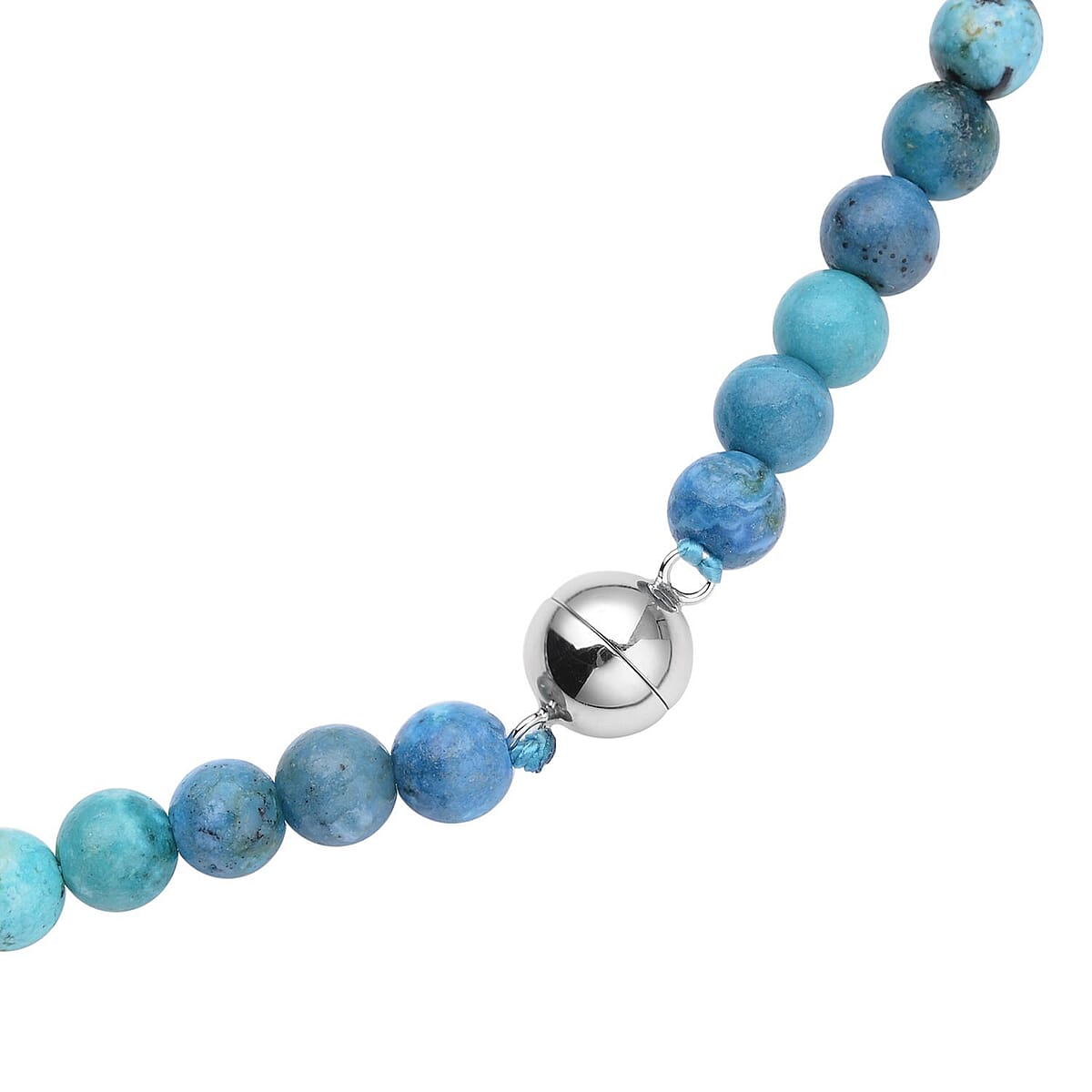 Chrysocolla 5-13mm Beaded Necklace (20 Inches) in Rhodium Over Sterling Silver 220.00 ctw image number 4