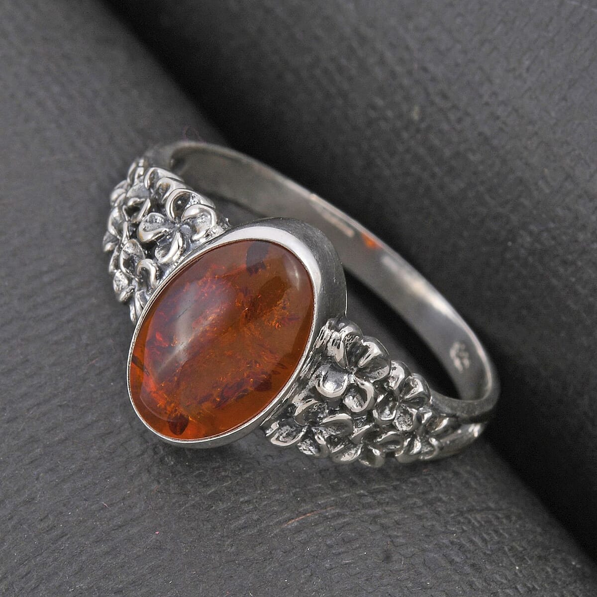 Bali Legacy Baltic Amber Ring in Sterling Silver (Size 10.0) image number 1