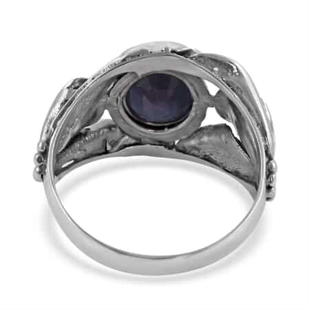 Bali Legacy Madagascar Blue Sapphire (DF) Floral Ring in Sterling Silver (Size 10.0) 4.50 ctw image number 4