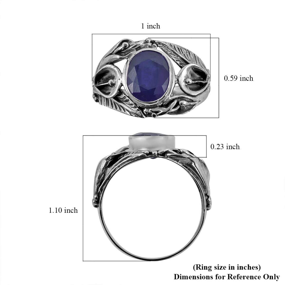 Bali Legacy Madagascar Blue Sapphire (DF) Floral Ring in Sterling Silver (Size 10.0) 4.50 ctw image number 5