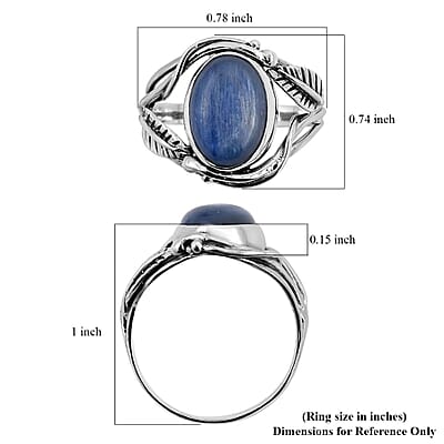 Bali Legacy Himalayan Kyanite Leaf Ring in Sterling Silver (Size 10.0) 7.00 ctw