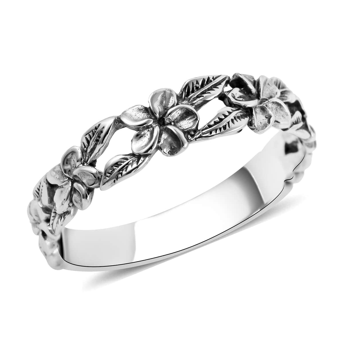 Sterling Silver Floral Band Ring, Silver Ring, Jewelry For Her 1.75 Grams (Size 10.0) image number 0