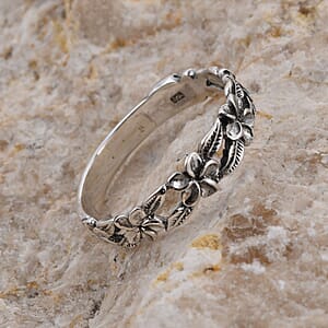 Floral Band Ring in Sterling Silver, Silver Ring, Jewelry For Her 1.75 Grams (Size 10.0)
