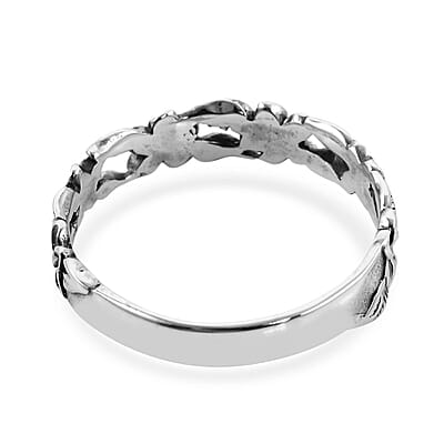 Floral Band Ring in Sterling Silver, Silver Ring, Jewelry For Her 1.75 Grams (Size 10.0)