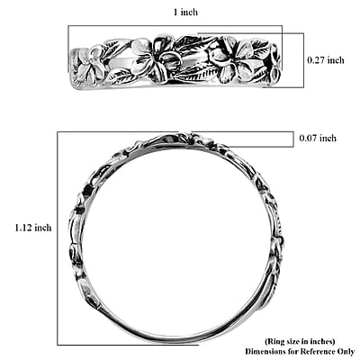 Floral Band Ring in Sterling Silver, Silver Ring, Jewelry For Her 1.75 Grams (Size 10.0)