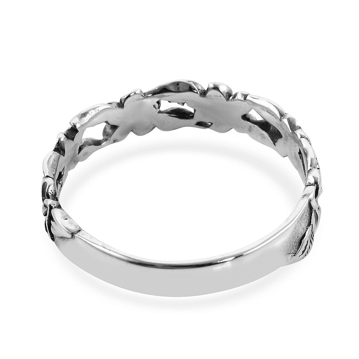 Bali Legacy Sterling Silver Floral Band Ring, Silver Ring, Jewelry For Her 1.75 Grams (Size 5.0)
