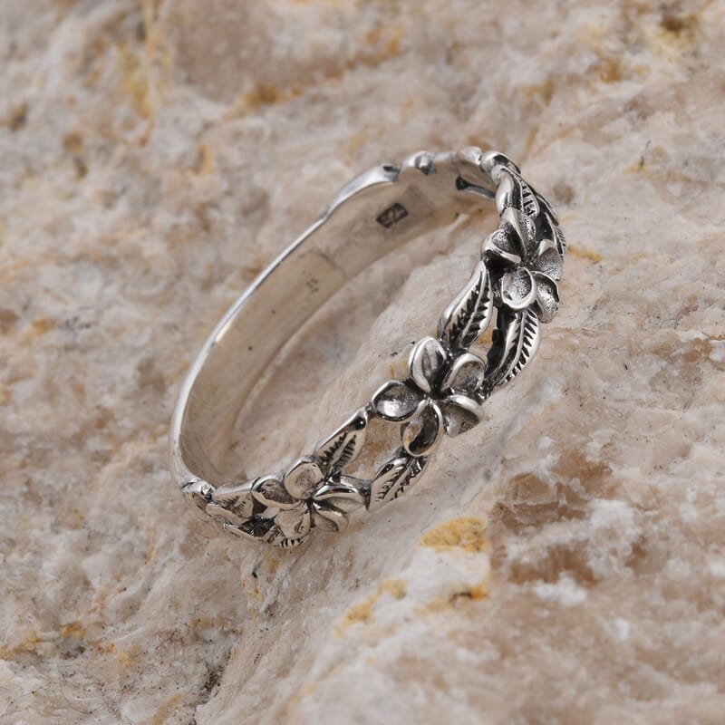 Bali Legacy Floral Band Ring in Sterling Silver, Silver Ring, Jewelry For Her 1.75 Grams (Size 6.0)