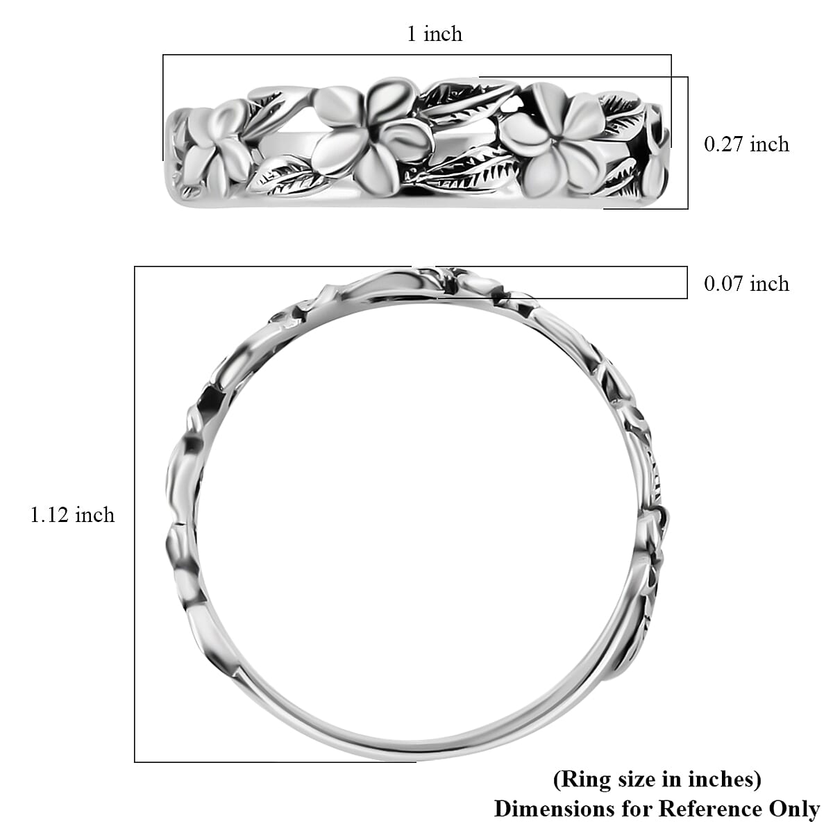 Floral Band Ring in Sterling Silver, Silver Ring, Jewelry For Her 1.75 Grams (Size 6.0) image number 6