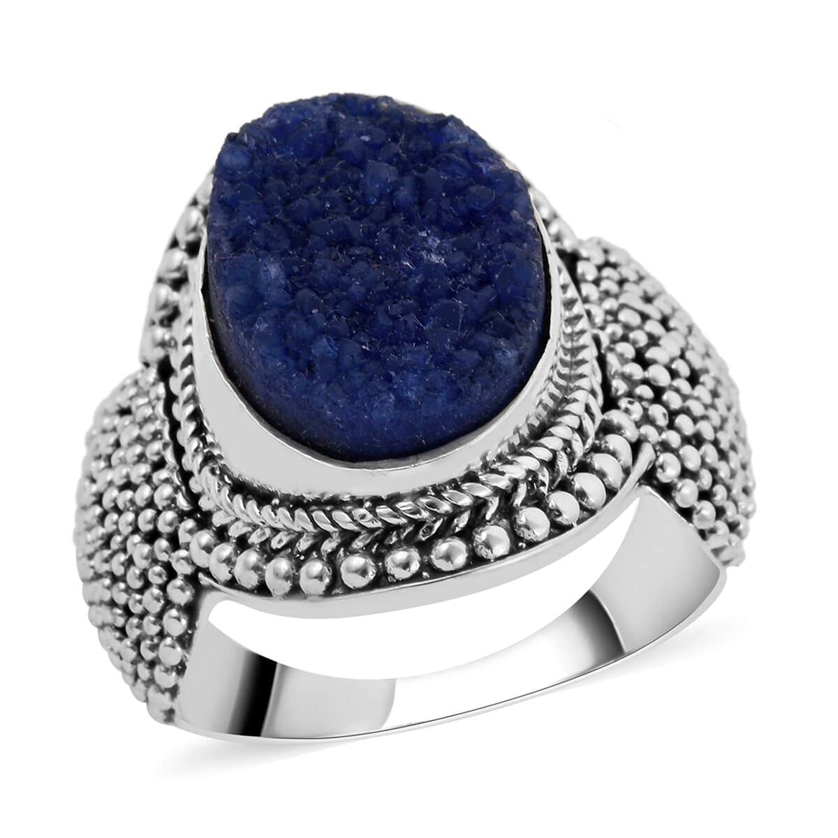 BALI LEGACY Blue Drusy Quartz Ring in Sterling Silver (Size 10.0) 10.30 Grams 9.00 ctw image number 0