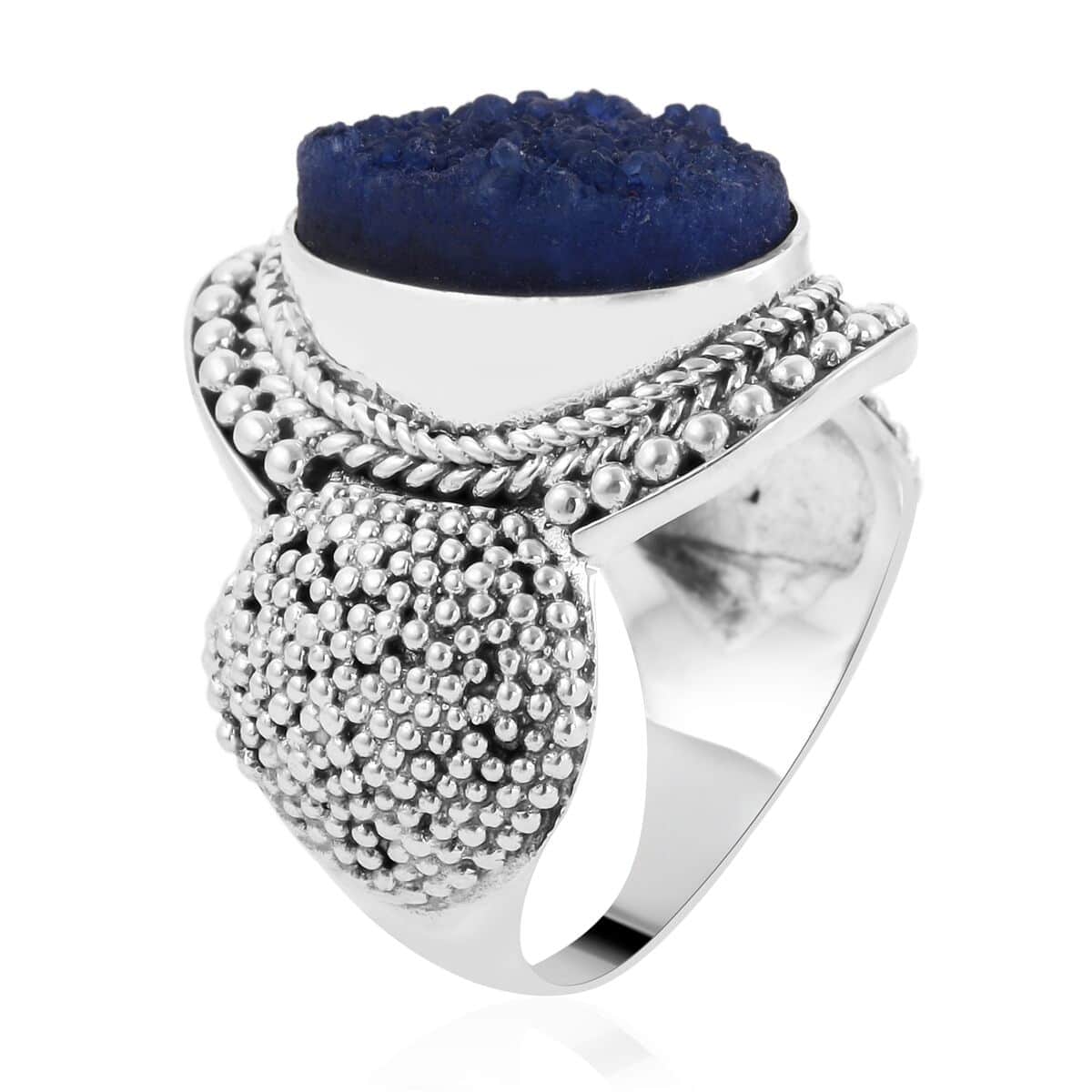 BALI LEGACY Blue Drusy Quartz Ring in Sterling Silver (Size 10.0) 10.30 Grams 9.00 ctw image number 3