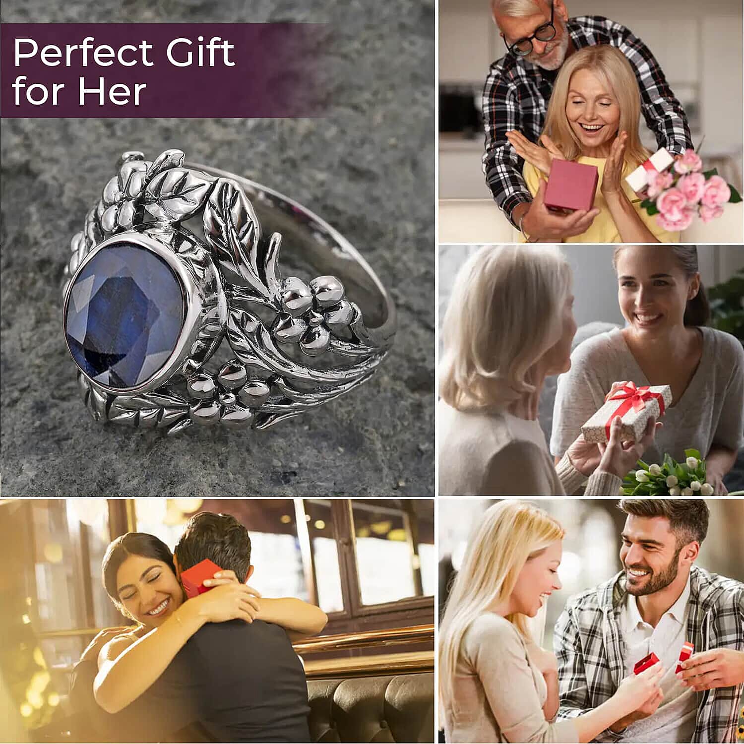 Bali Legacy Madagascar Blue Sapphire Leaf Ring | Madagascar Blue Sapphire Ring | Sapphire Solitaire Ring |Sterling Silver Ring | Silver Solitaire Ring 4.65 ctw (Size 10)
