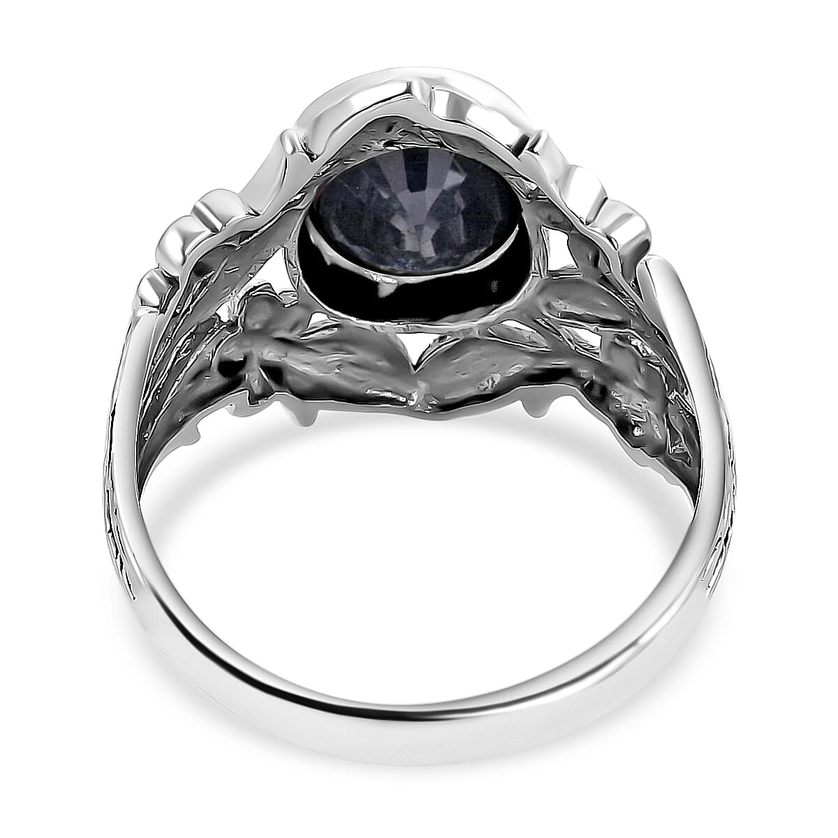 Bali Legacy Madagascar Blue Sapphire Leaf Ring | Madagascar Blue Sapphire Ring | Sapphire Solitaire Ring |Sterling Silver Ring | Silver Solitaire Ring 4.65 ctw (Size 10)