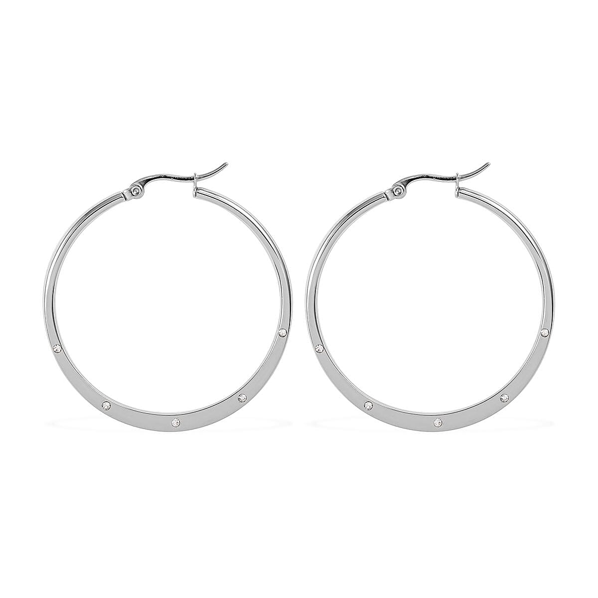 Austrian Crystal Hoop Earrings in Stainless Steel , Tarnish-Free, Waterproof, Sweat Proof Jewelry image number 3