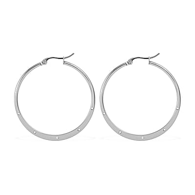 Austrian Crystal Hoop Earrings in Stainless Steel , Tarnish-Free, Waterproof, Sweat Proof Jewelry