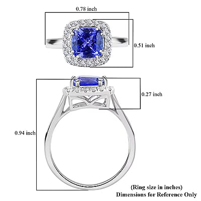 Certified & Appraised Luxoro 14K White Gold AAA Tanzanite, Diamond Halo Ring,Wedding Rings For Women, Promise Rings 2.20 ctw (Size 10.0) (Del. in 10-15 Days)