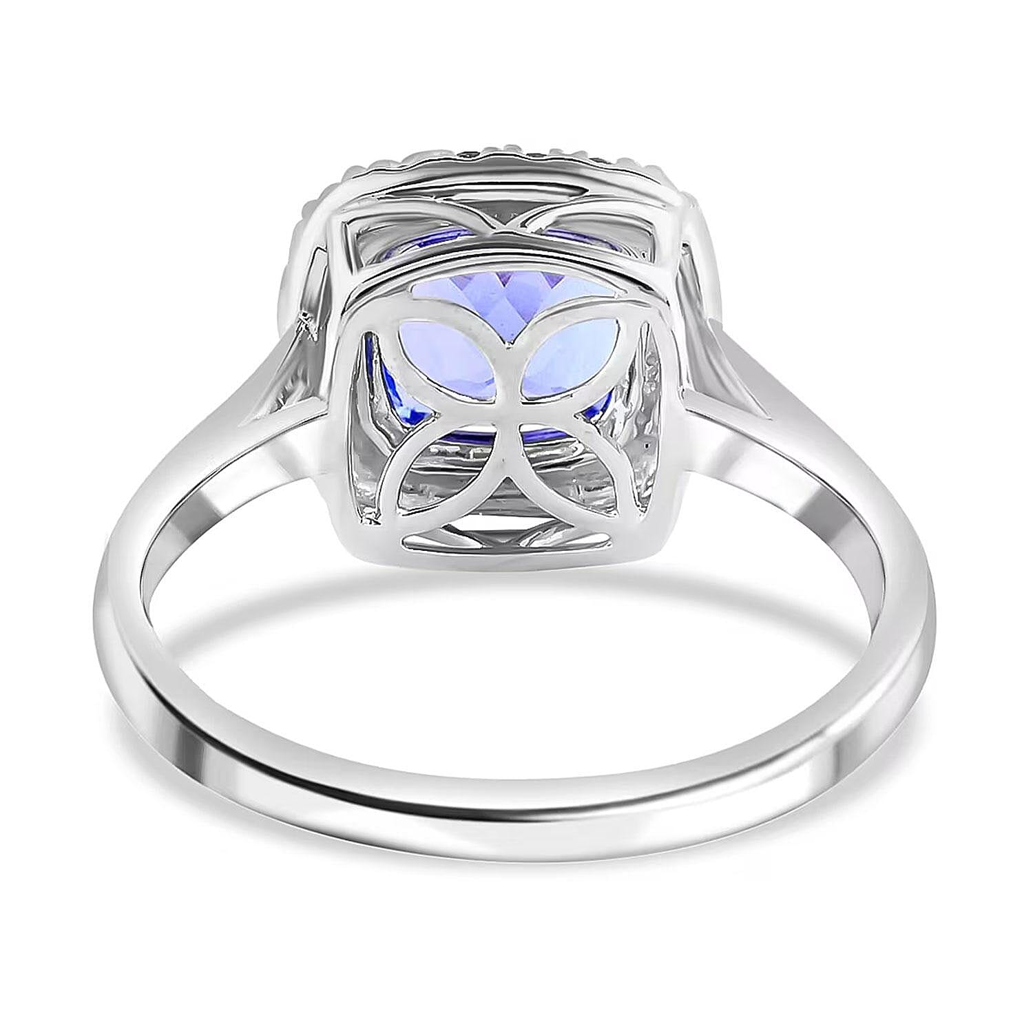 Certified & Appraised Luxoro 14K White Gold AAA Tanzanite, Diamond Halo Ring,Wedding Rings For Women, Promise Rings 2.20 ctw (Size 10.0) (Del. in 10-15 Days) 