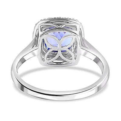 Certified & Appraised Luxoro 14K White Gold AAA Tanzanite, Diamond Halo Ring,Wedding Rings For Women, Promise Rings 2.20 ctw (Size 10.0) (Del. in 10-15 Days)