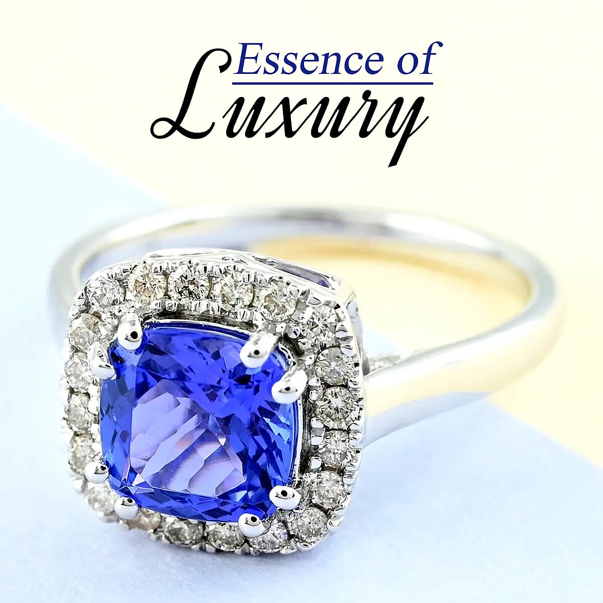 Certified & Appraised Luxoro 14K White Gold AAA Tanzanite, Diamond Halo Ring, Wedding Rings For Women, Promise Rings 2.20 ctw (Size 8.0) (Del. in 10-15 Days)  image number 1