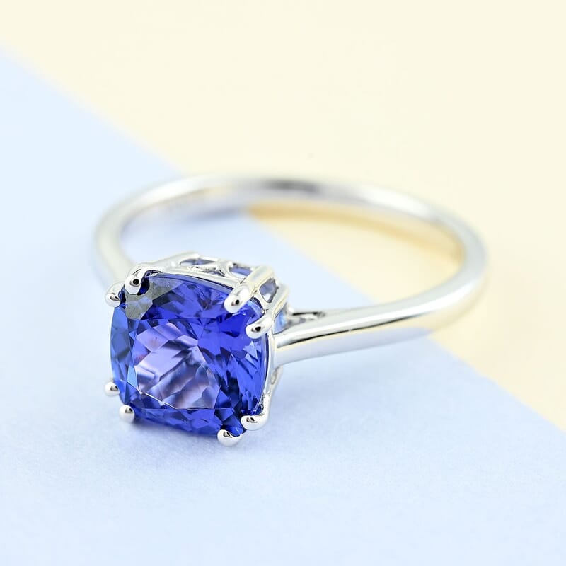 Certified & Appraised Iliana 18K White Gold AAA Tanzanite Solitaire Ring (Size 6.0) 3 Grams 1.90 ctw