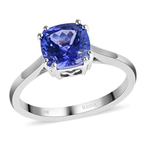 Certified Iliana 18K White Gold AAA Tanzanite Solitaire Ring (Size 9.0) 1.90 ctw (Del. in 10-15 Days) 