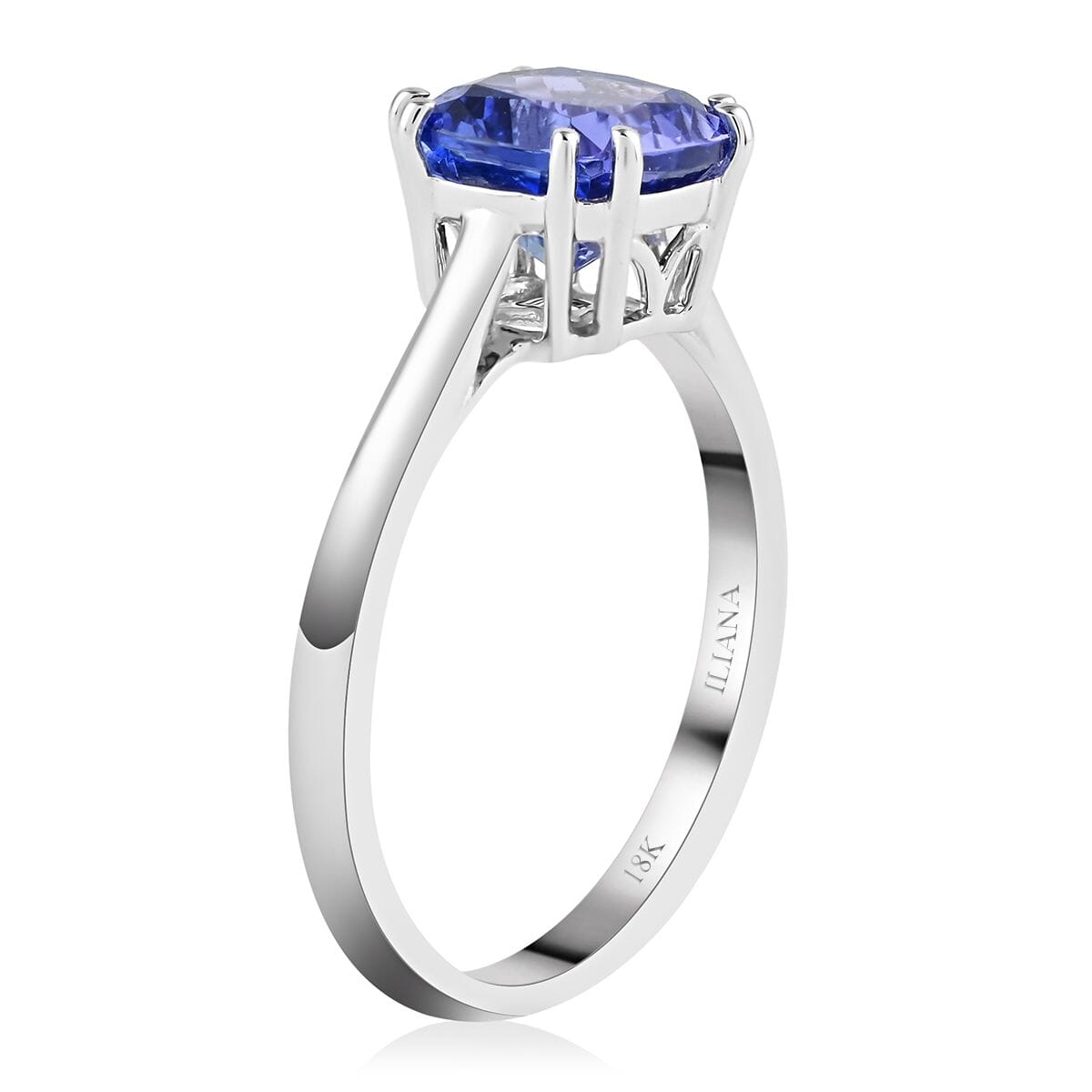 Certified Iliana 18K White Gold AAA Tanzanite Solitaire Ring (Size 9.0) 1.90 ctw (Del. in 10-15 Days)  image number 3