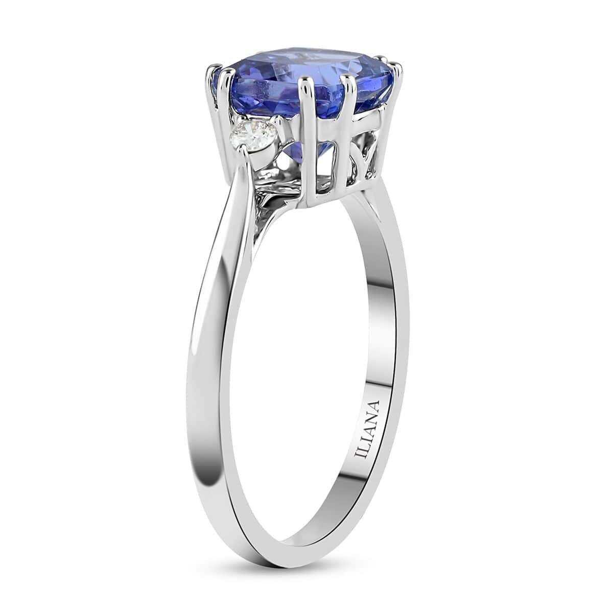 Certified & Appraised ILIANA 18K White Gold AAA Tanzanite and G-H SI Diamond Halo Ring (Size 6.0) 2.90 Grams 2.40 ctw image number 3