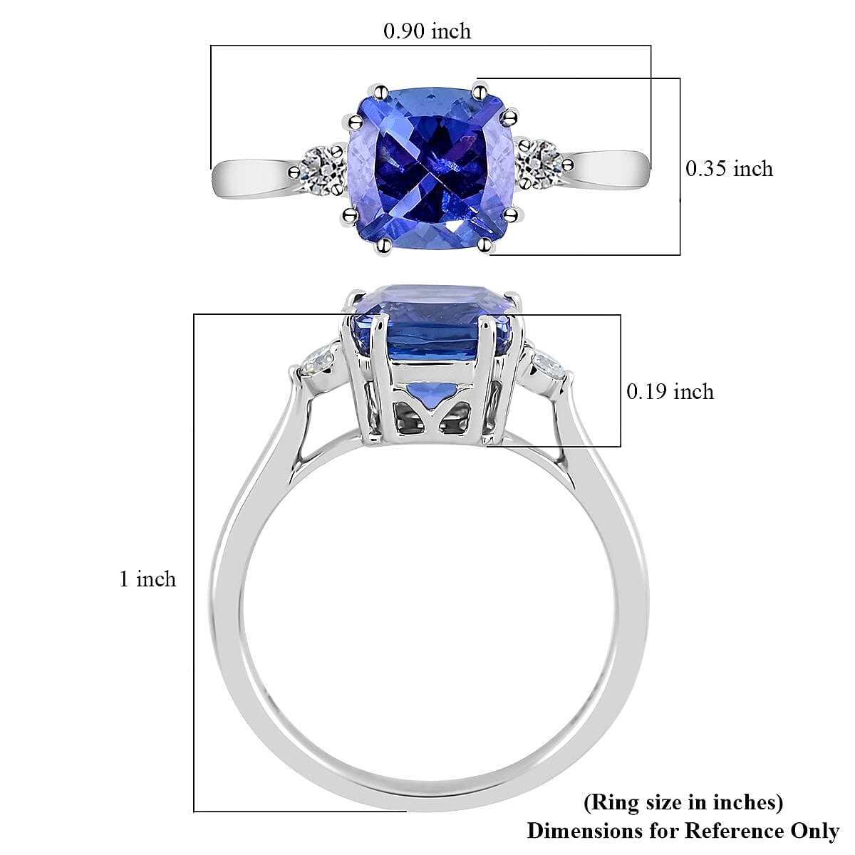 Certified & Appraised Iliana AAA Tanzanite and G-H SI Diamond 2.40 ctw Ring in 18K White Gold (Size 7.0) image number 5