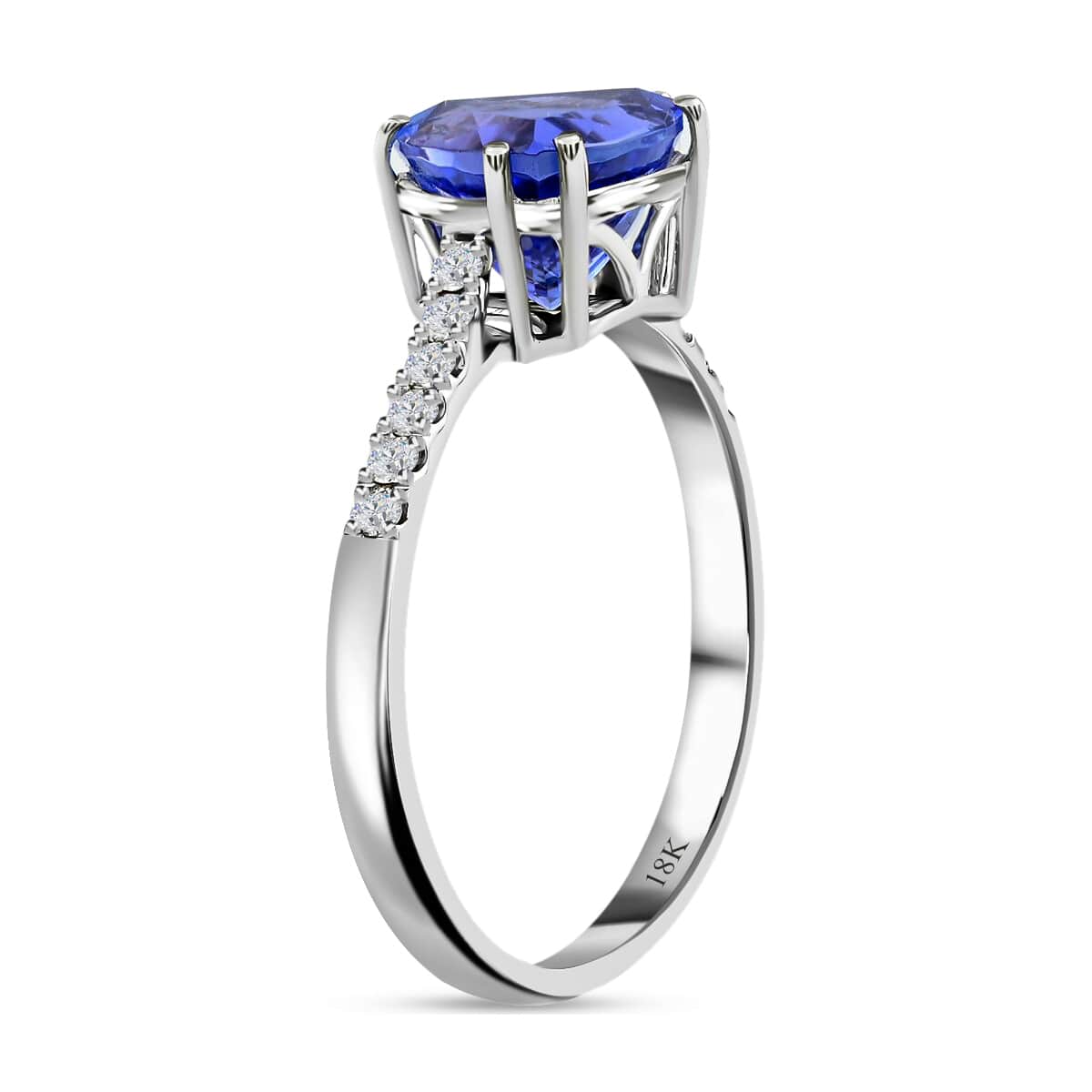 Certified & Appraised ILIANA 18K White Gold AAA Tanzanite and G-H SI Diamond Ring (Size 8.0) 2.80 Grams 2.05 ctw image number 3