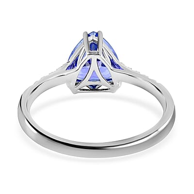 Certified & Appraised Iliana 18K White Gold AAA Tanzanite Ring, Diamond Ring, Diamond Gold Ring, Wedding Rings (Size 10.0) 2.05 ctw