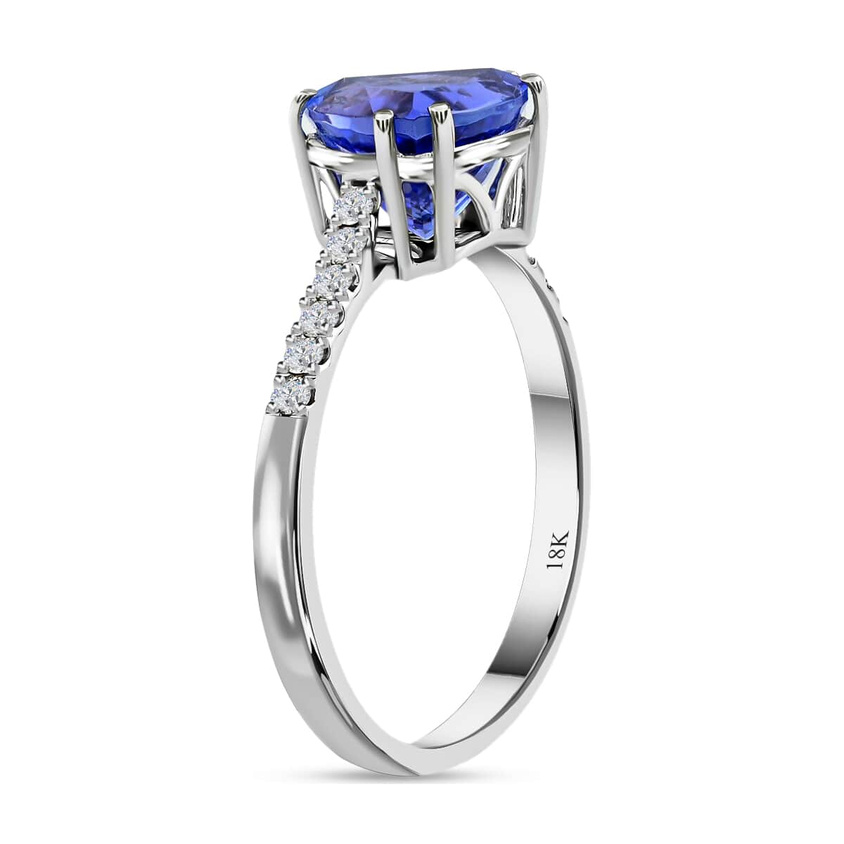 Certified & Appraised Iliana 18K White Gold AAA Tanzanite Ring, Diamond Ring, Diamond Gold Ring, Wedding Rings (Size 6.0) 2.05 ctw image number 3