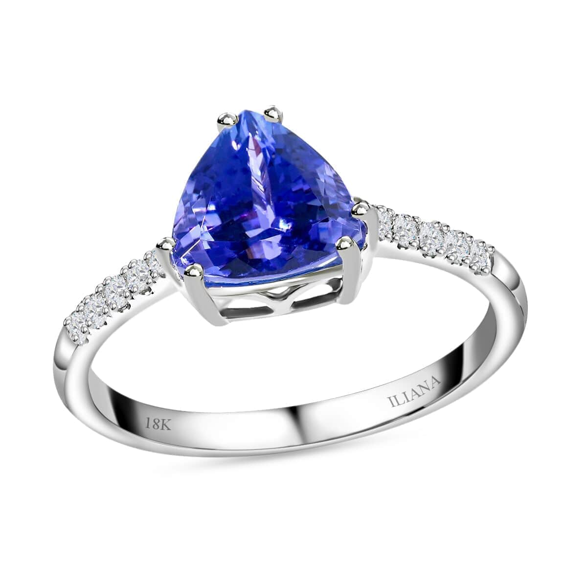 Certified & Appraised Iliana 18K White Gold AAA Tanzanite Ring, Diamond Ring, Diamond Gold Ring, Wedding Rings (Size 7.0) 2.05 ctw image number 0
