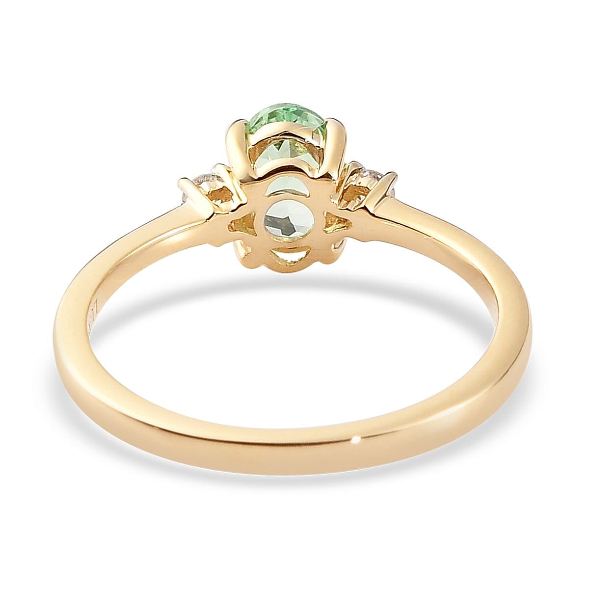 Luxoro 10K Yellow Gold Premium Merelani Mint Garnet and G-H I3 Diamond Ring (Size 10.0) 1.00 ctw